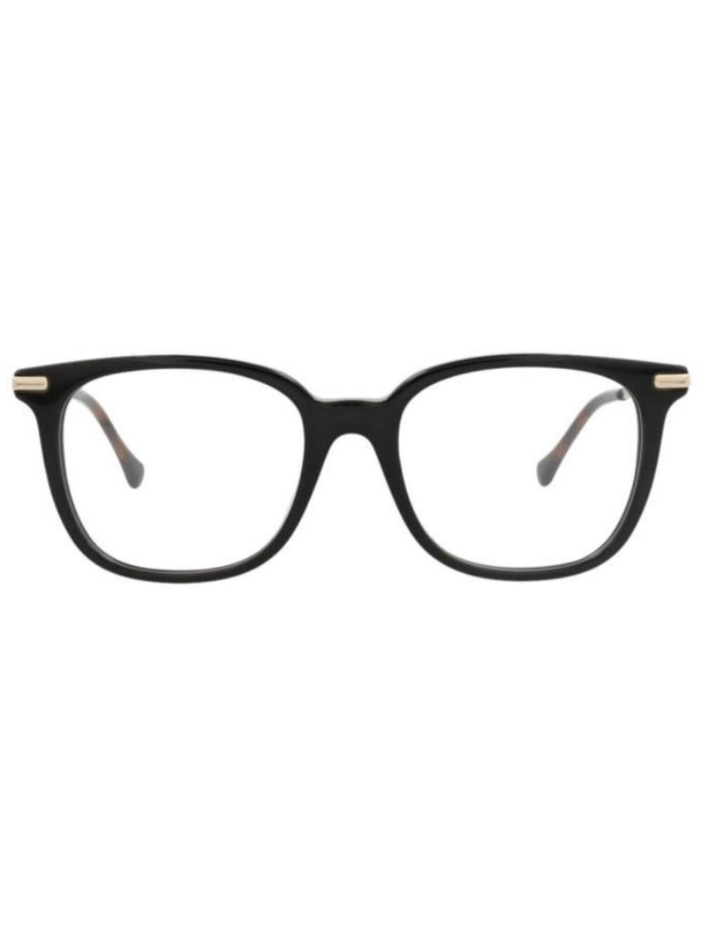 New Gucci Womens Square/Rectangle Black Gold Transparent Fashion Designer Eyegla